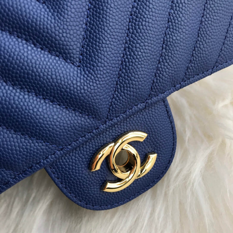 Replica Chanel Chevron Caviar Leathe 17Cm Classic Flap Bag 1115