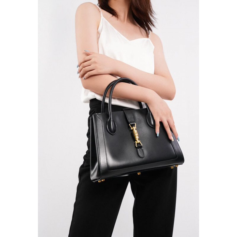 Replica Gucci Jackie 1961 Medium Tote Bag In Black Leather 649016