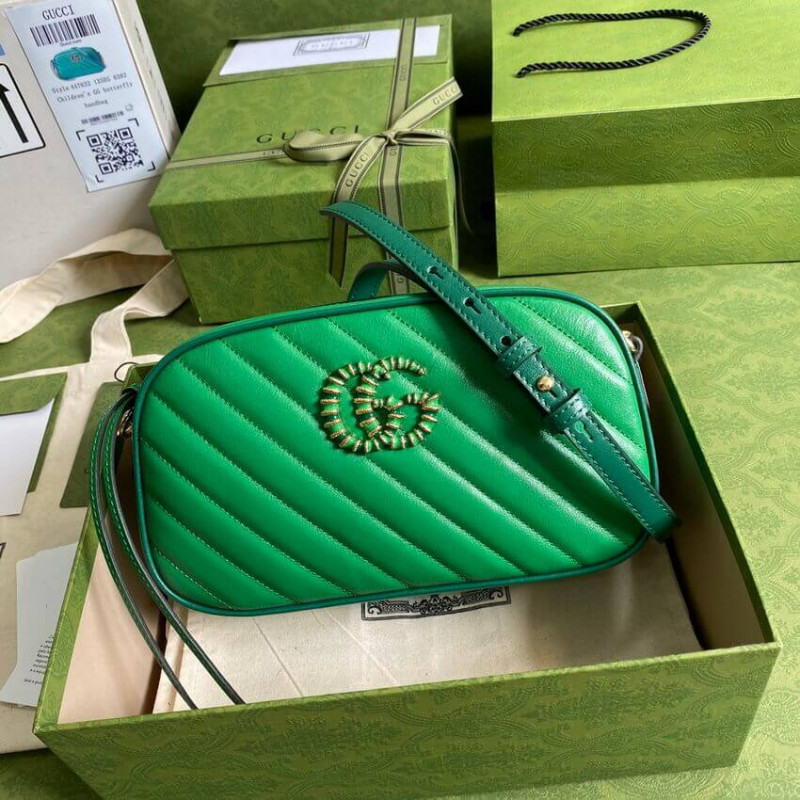 Replica Gucci Gg Marmont Small Shoulder Bag 447632 Green And Emerald Leather