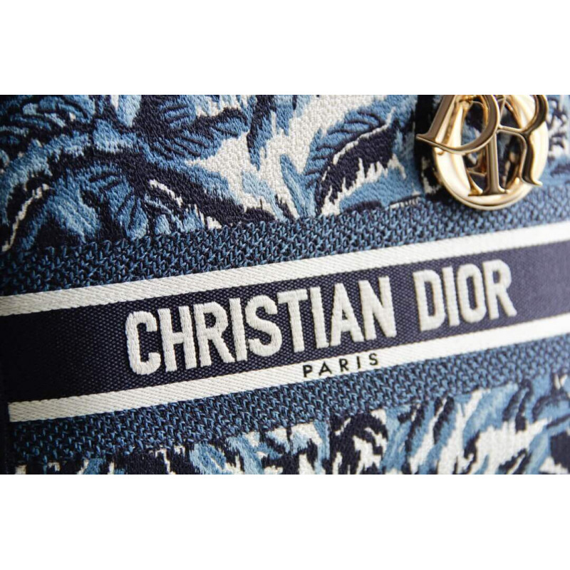 Replica Dior Medium Blue Alms Embroidery Lady D-Lite Bag M0565