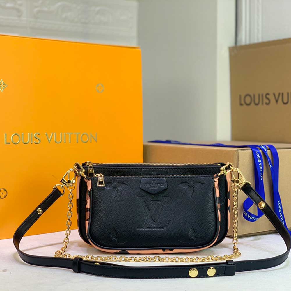 Replica Louis Vuitton Leopard Multi Pochette Accessoires M58520 Black/Brown