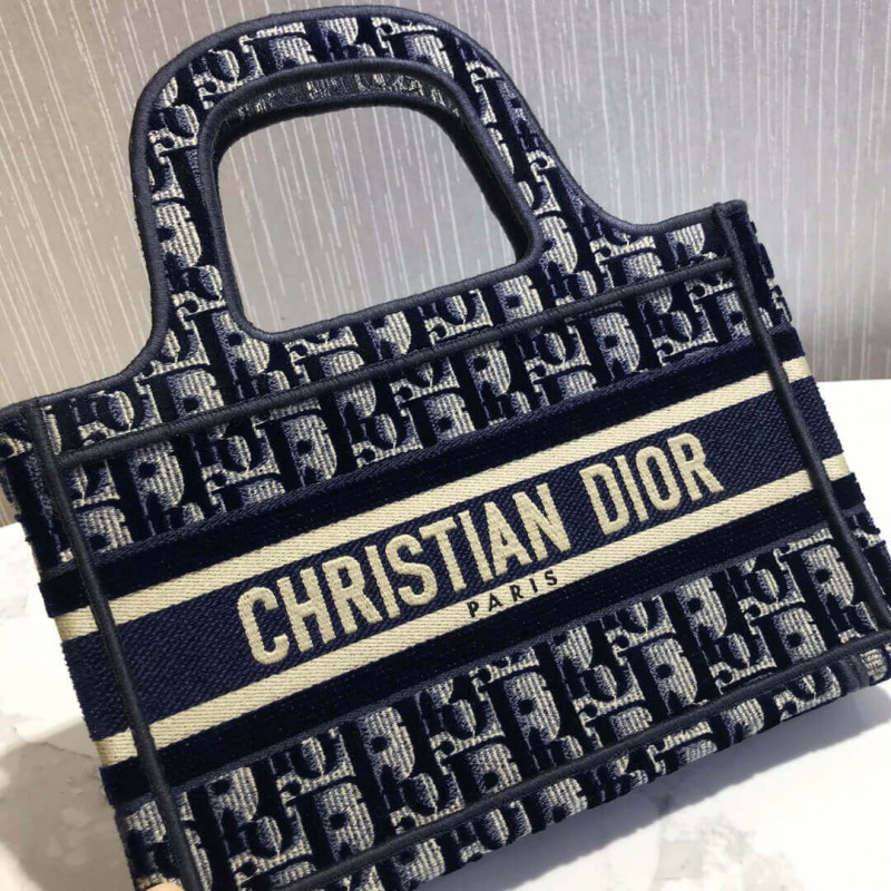 Replica Dior Oblique Embroidered Velvet Mini Book Tote S5475Z