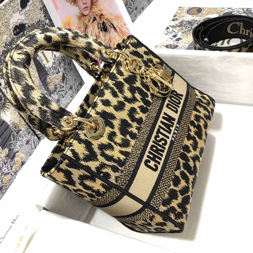 Replica Dior Aaa-Leopard Medium Lady D-Lite Bag M0566/Embroidery