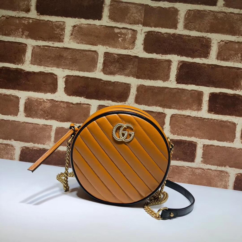 Replica Gucci Gg Marmont Mini Round Shoulder Bag 550154 Cognac