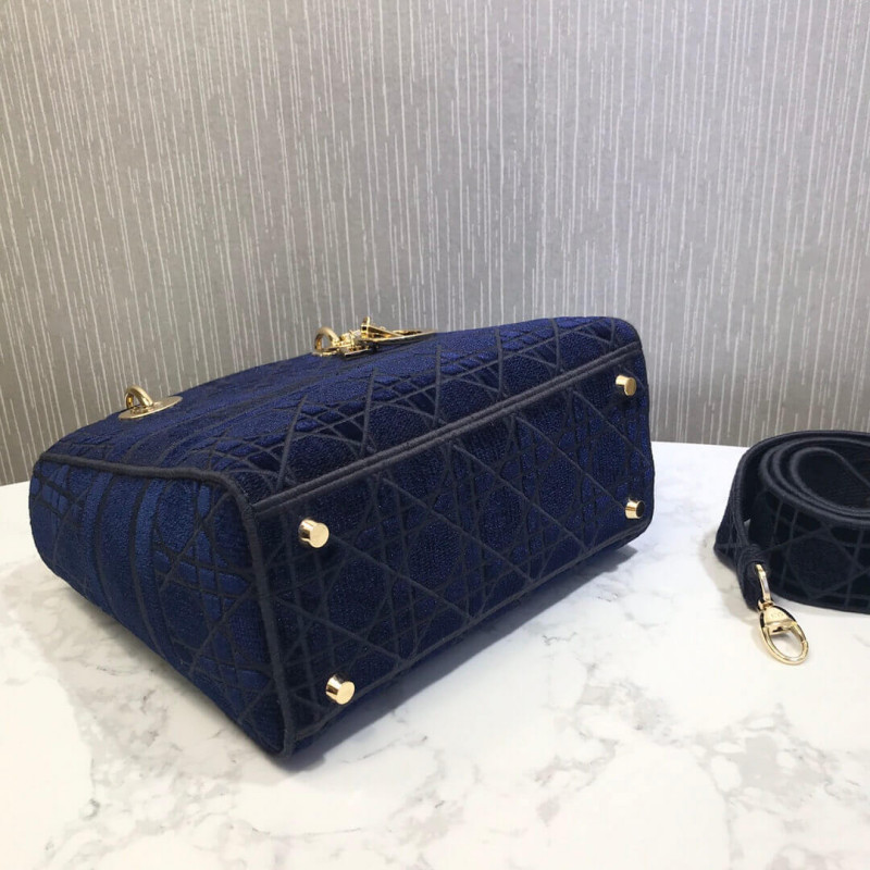 Replica Dior Medium Lady D-Lite Bag Embroidered Velvet M0565O