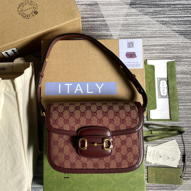 Replica Gucci Horsebit 1955 Small Bag 602204 In Burgundy Gg Canvas