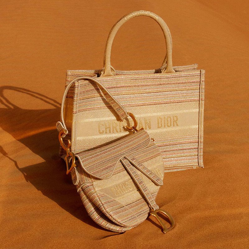 Replica Dior Small Book Tote Multicolor Stripes Embroidery M1296