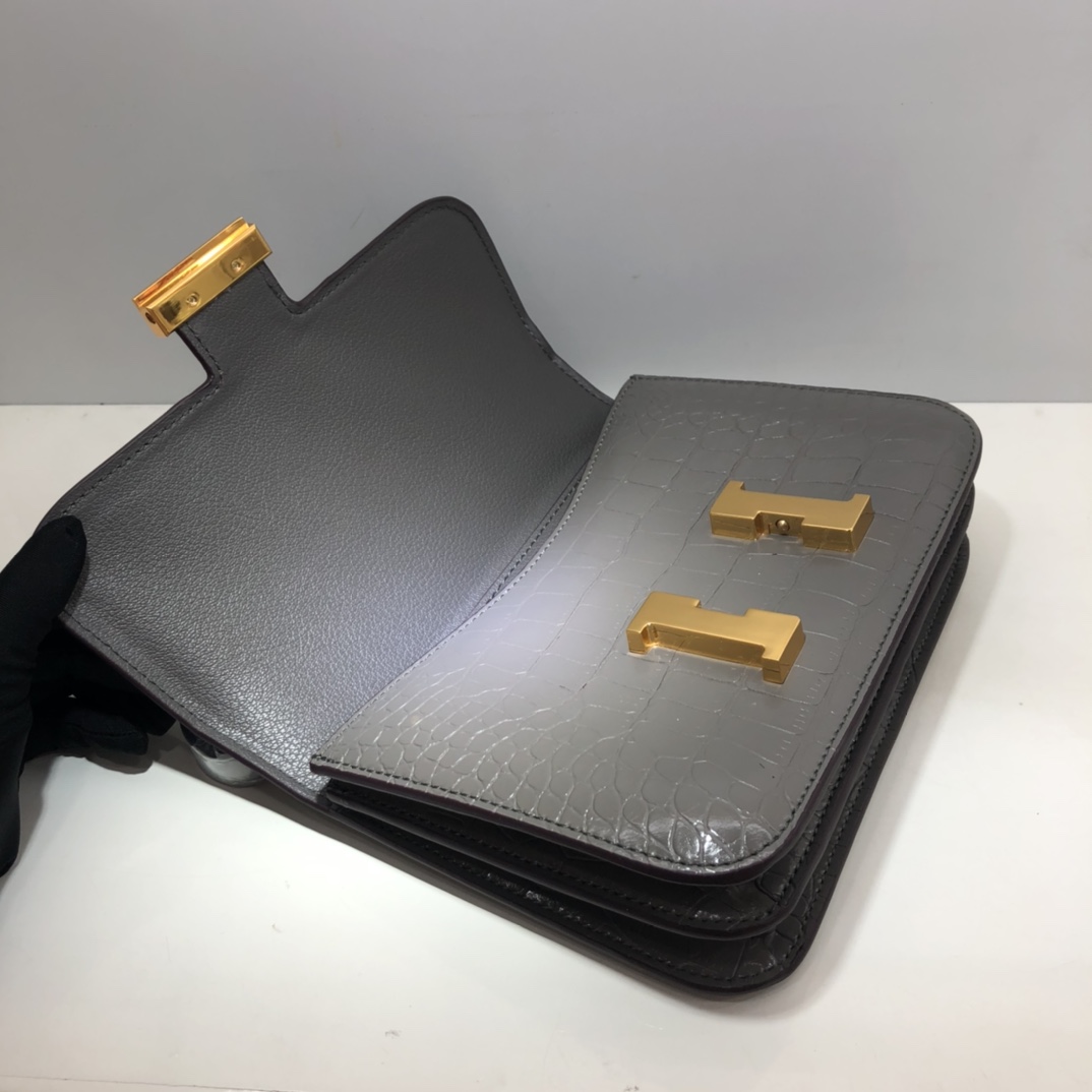 Replica Hermes Constance Crocodile Leather Pattern Cross Body Bag