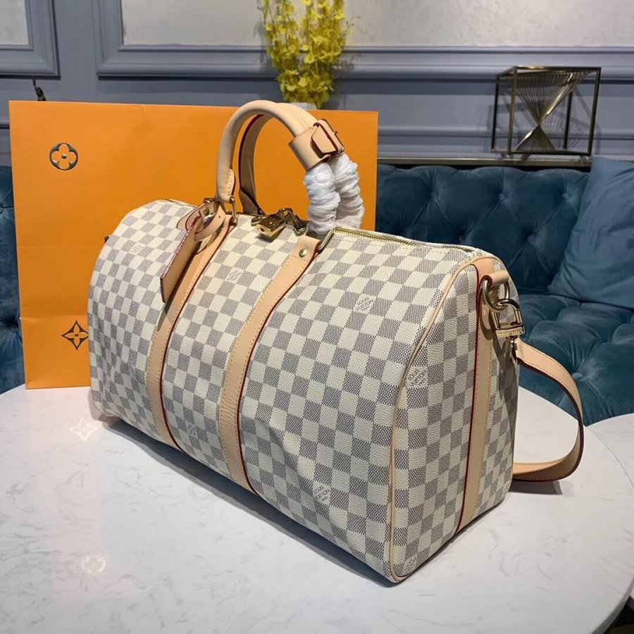 Replica Louis Vuitton Damier Azur Keepall Bandouliere 45 N41430