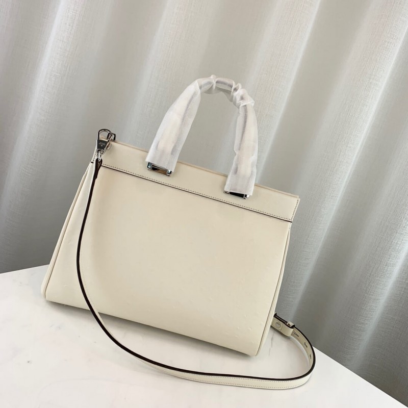 Replica Gucci Zumi Ostrich Leather Medium Top Handle Bag 569712 White