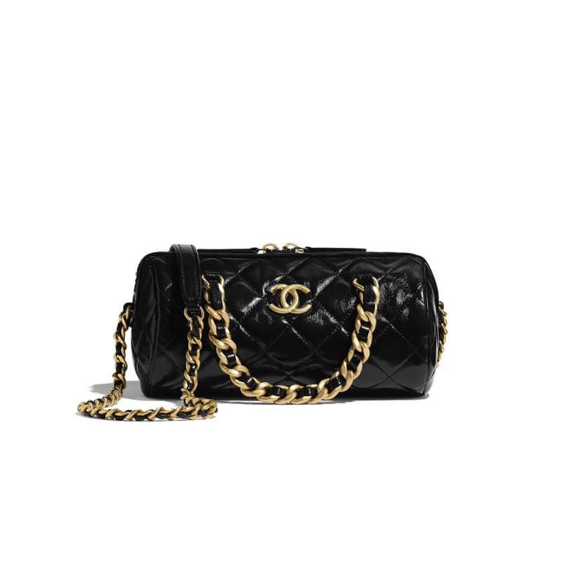 Replica Chanel Shiny Lambskin Small Bowling Bag As1899