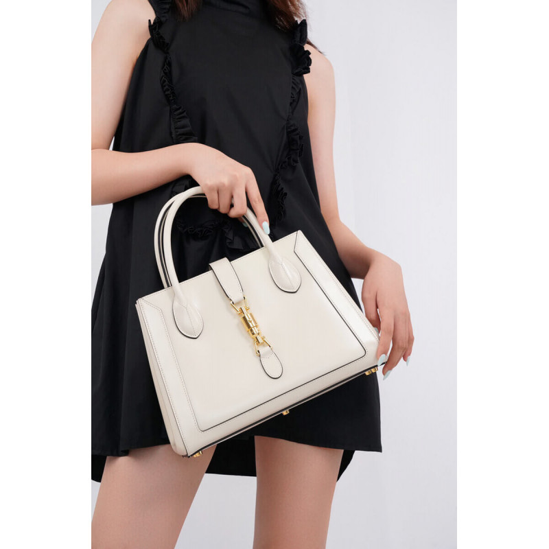 Replica Gucci Jackie 1961 Medium Tote Bag In White Leather 649016