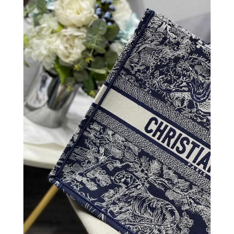Replica Dior Book Tote Blue Toile De Jouy Reverse Embroidery M1286