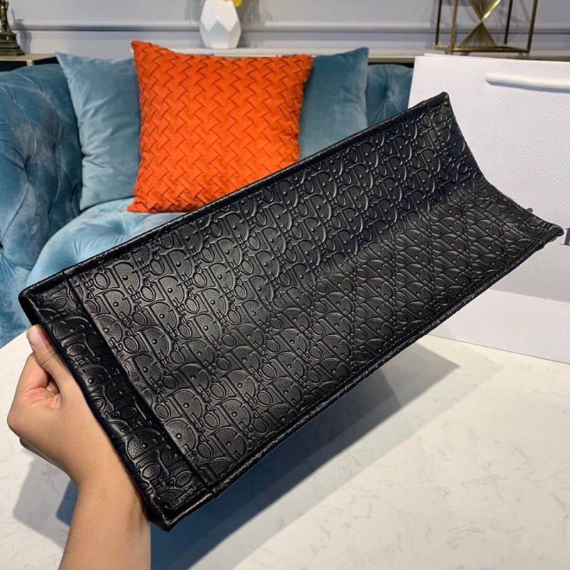 Replica Christian Dior Oblique Embossed Calfskin Leather Book Tote M1296
