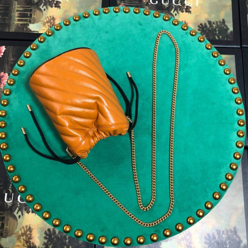 Replica Gucci Gg Marmont Mini Bucket Bag 575163 Cognac