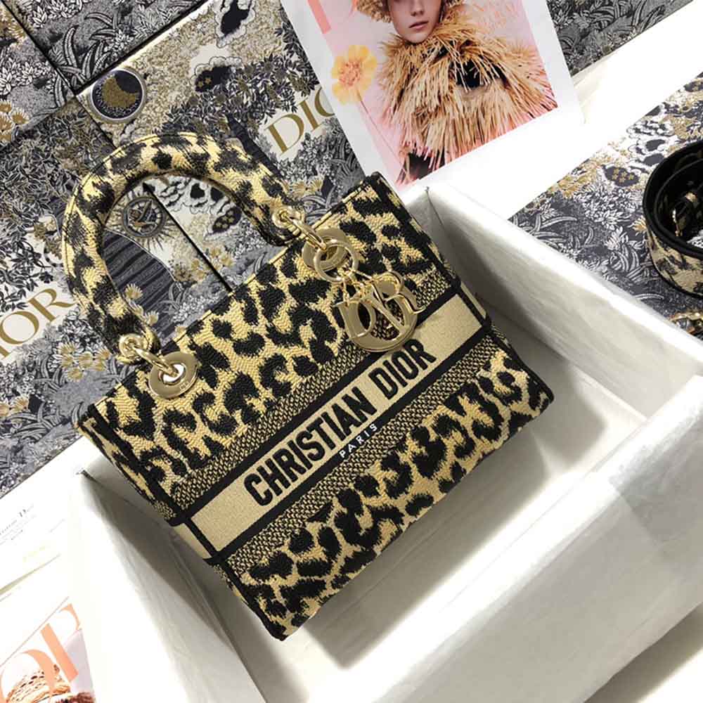Replica Dior Aaa-Leopard Medium Lady D-Lite Bag M0566/Embroidery