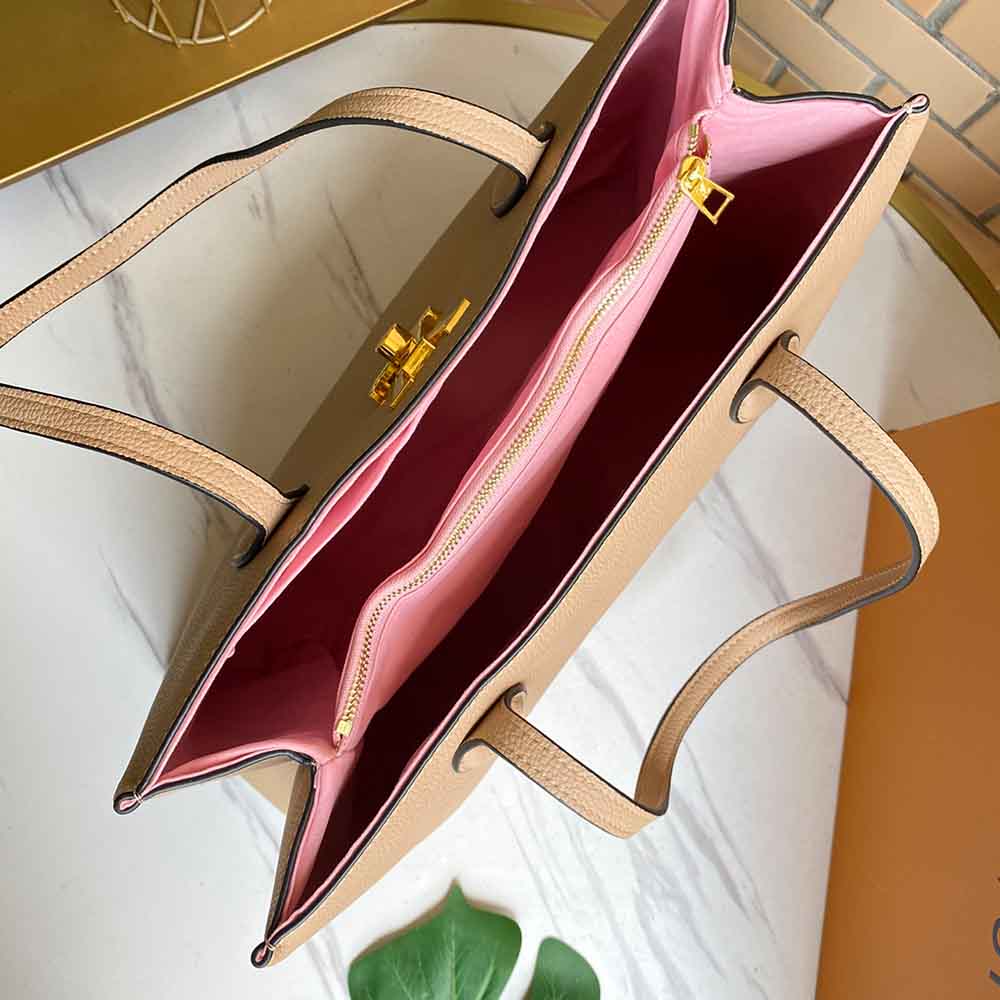 Replica Louis Vuitton Lockme Shopper M57346 Beige/Black/Green