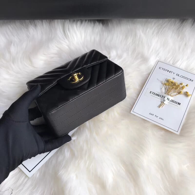 Replica Chanel Chevron Lambskin 17Cm Classic Flap Bag 1115