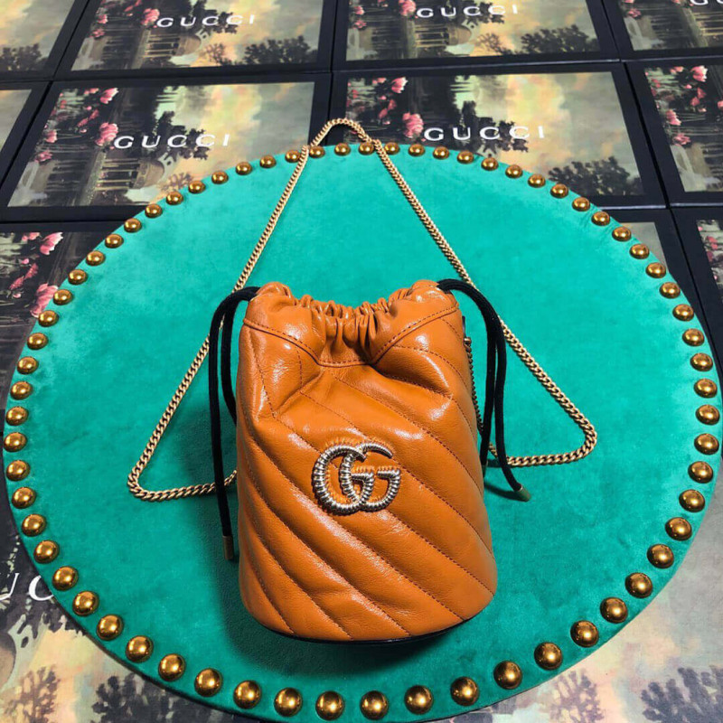 Replica Gucci Gg Marmont Mini Bucket Bag 575163 Cognac