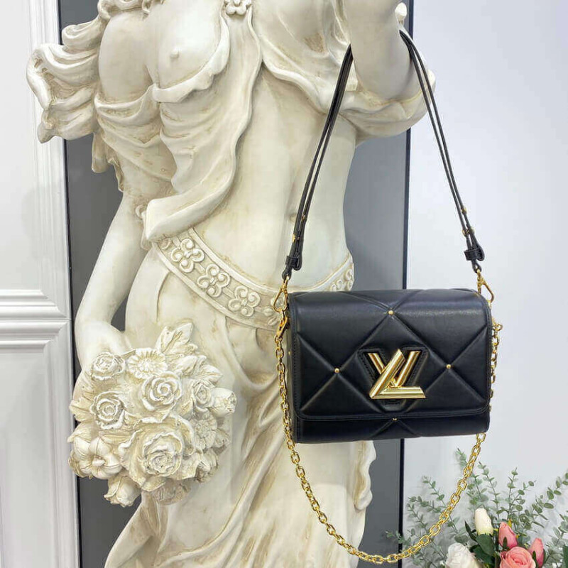 Replica Louis Vuitton Sheepskin Leather Twist Mm M59029 Black