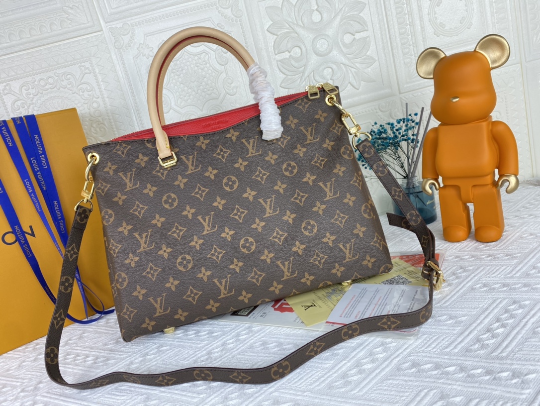 Replica Louis Vuitton Pallas Mm Monogram Black/Red/Pink