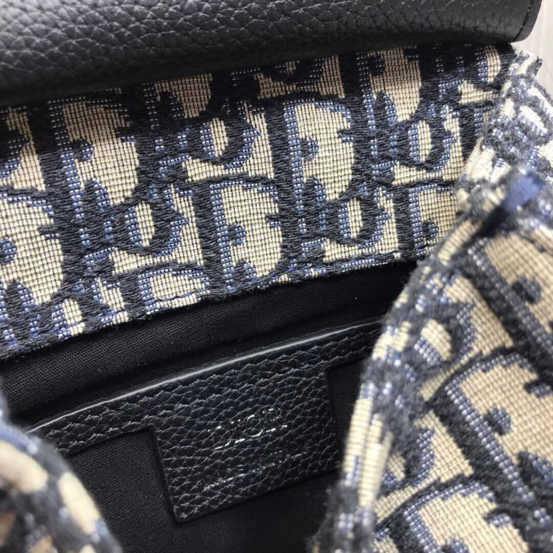 Replica Christian Dior Mini Saddle Backpack Navy Blue Dior Oblique Jacquard 1Ad086