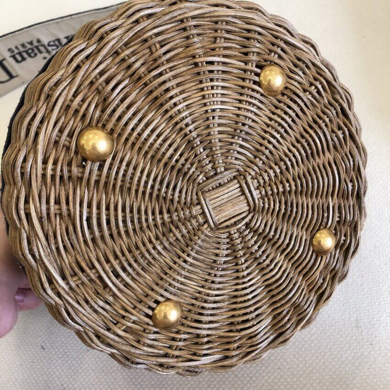 Replica Christian Dior Wicker Basket Shoulder Bag Blue Oblique M7600