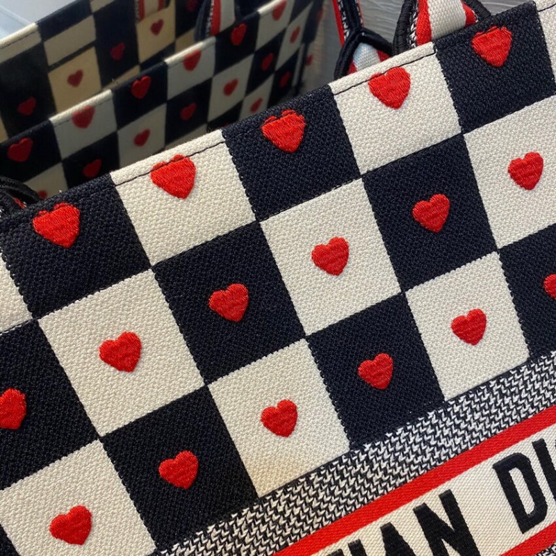 Replica Christian Dior Dioramour Book Tote D-Chess Heart Embroidery M1286