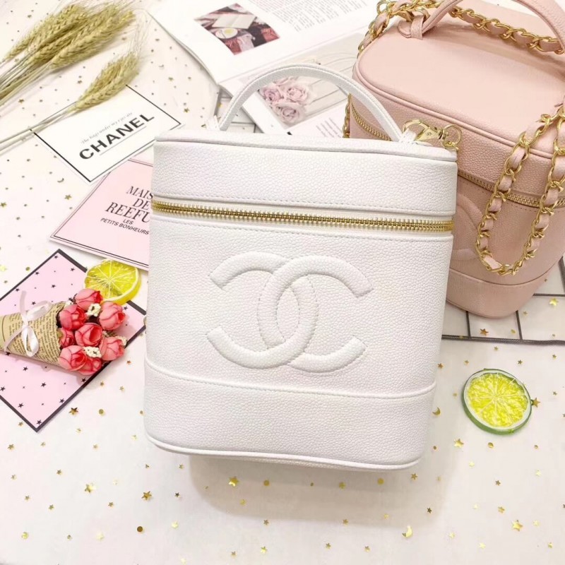 Replica Chanel Vintage Caviar Vanity Cosmetic Bag A12