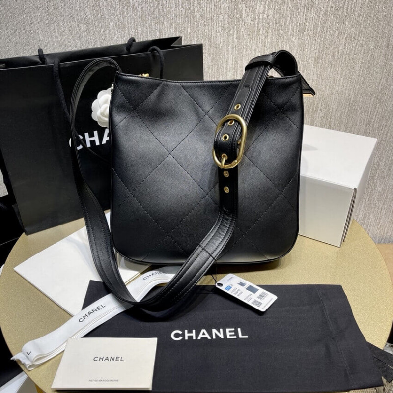 Replica Chanel Hobo Handbag Calfskin Black As2844