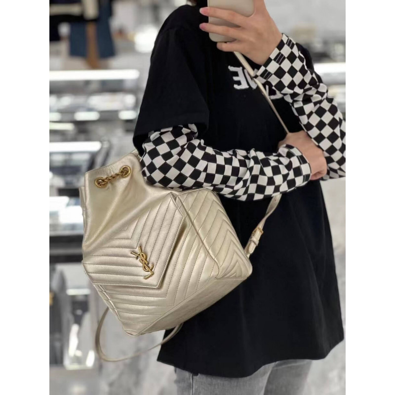 Replica Ysl Saint Laurent Joe Backpack 672609 In Champagne Gold Lambskin