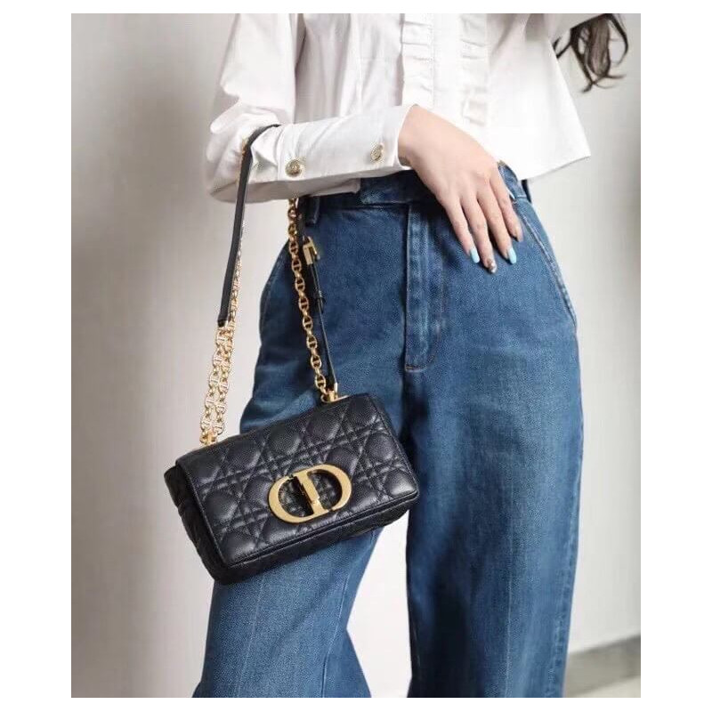 Replica Dior Small Caro Bag Supple Cannage Calfskin M9241