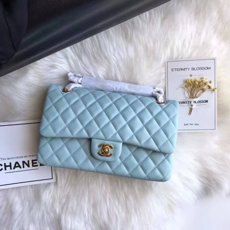 Replica Chanel 1112 Tiffany Blue Medium Size 2.55 Lambskin Leather Flap Bag