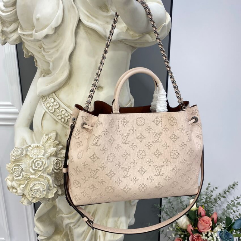 Replica Louis Vuitton Mahina Calf Leather Bella Tote M59203 Cream