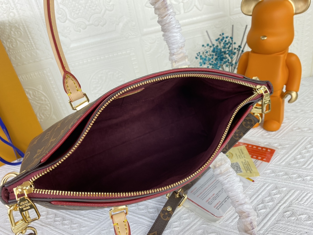 Replica Louis Vuitton Pallas Mm Monogram Black/Red/Pink