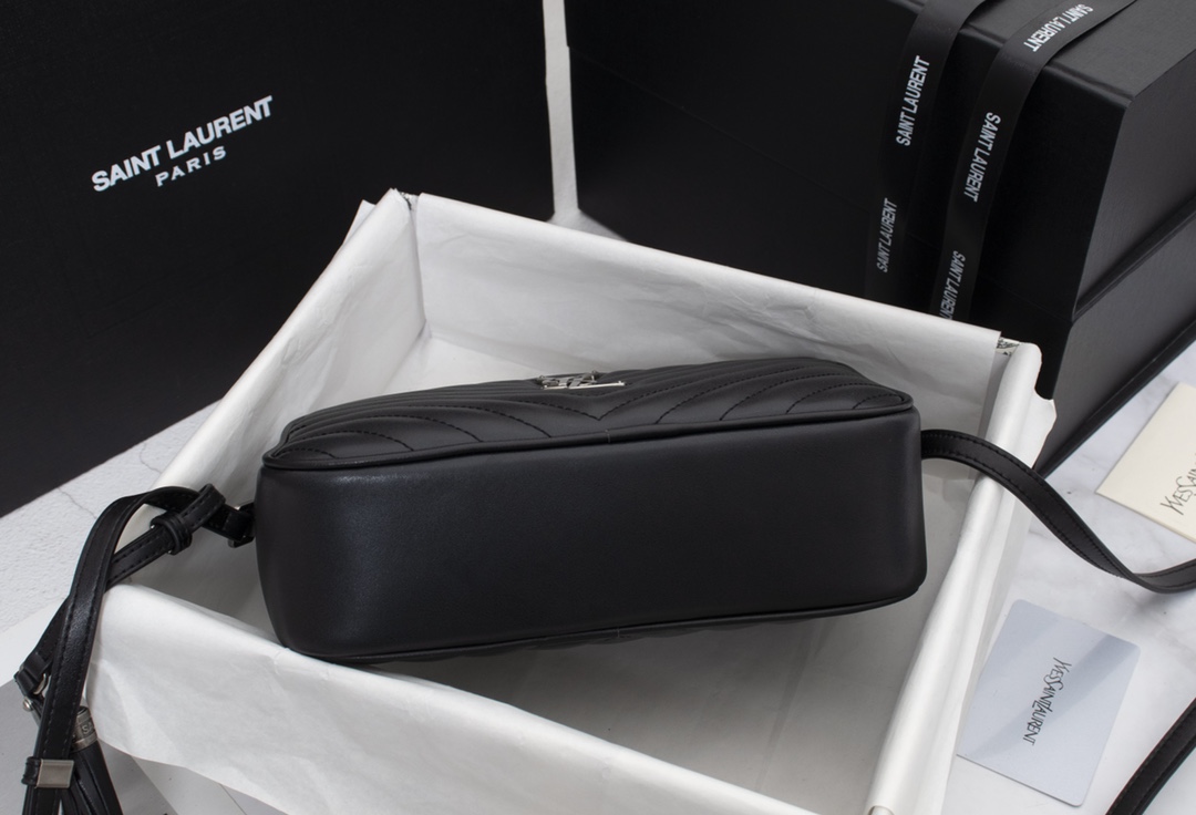 Replica Ysl Lou Camera Bag In Quilted Leather- Black/Silver