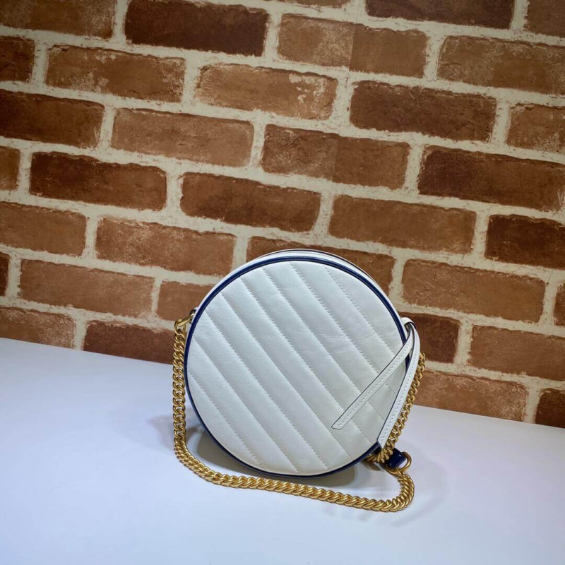 Replica Gucci Gg Marmont Mini Round Shoulder Bag 550154 White