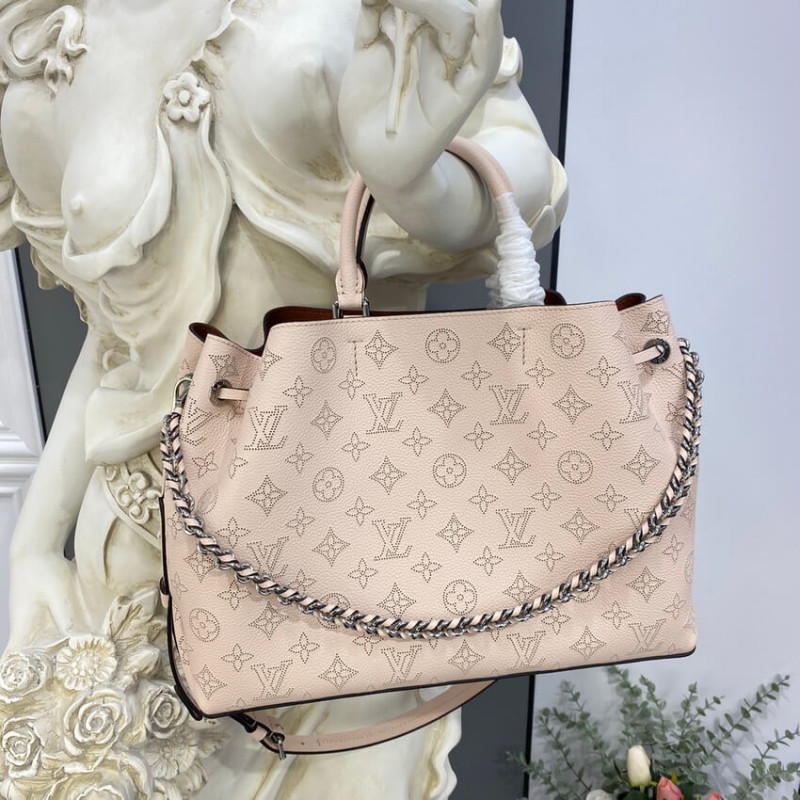 Replica Louis Vuitton Mahina Calf Leather Bella Tote M59203 Cream