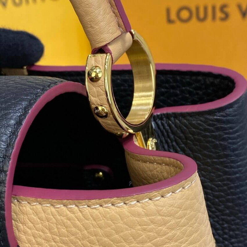 Replica Louis Vuitton Capucines Mm M58608 Black/Arizona Beige