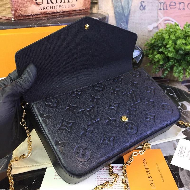 Replica Louis Vuitton Felicie Pochette Black/Blue/Red