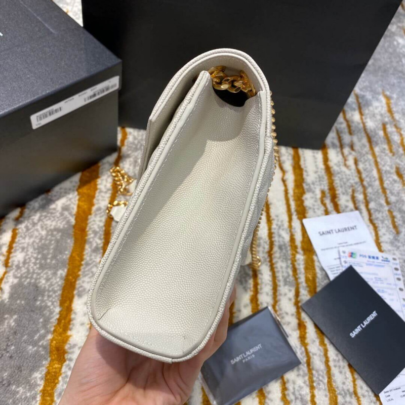 Replica Saint Laurent Grain Leather Envelope Medium Bag 487206 White