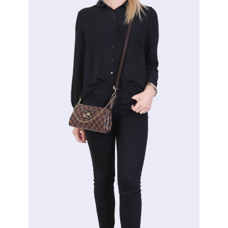 Replica Louis Vuitton Damier Ebene Canvas Eva Clutch N55213