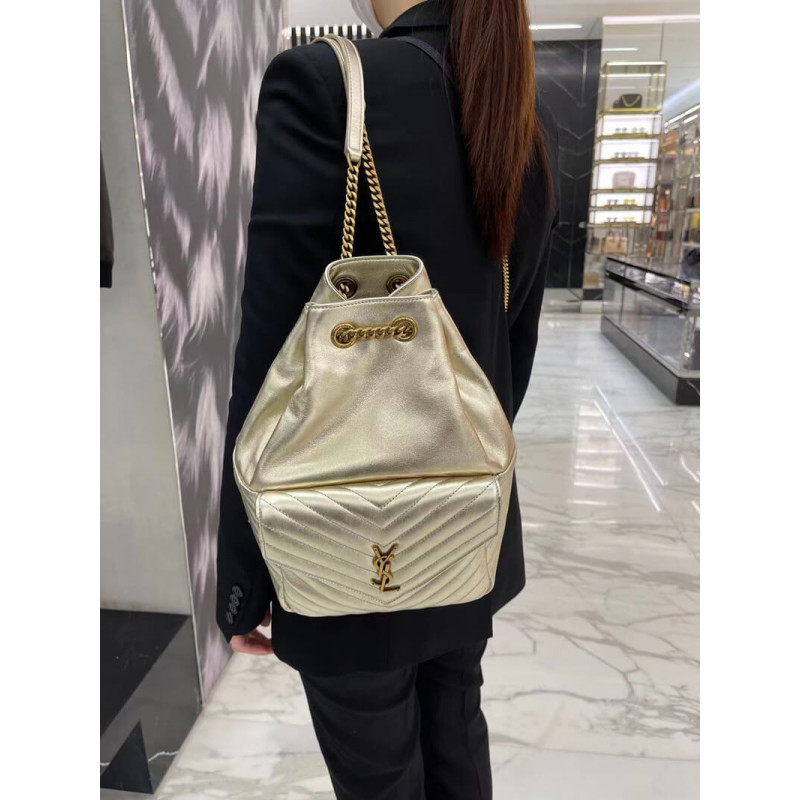 Replica Ysl Saint Laurent Joe Backpack 672609 In Champagne Gold Lambskin
