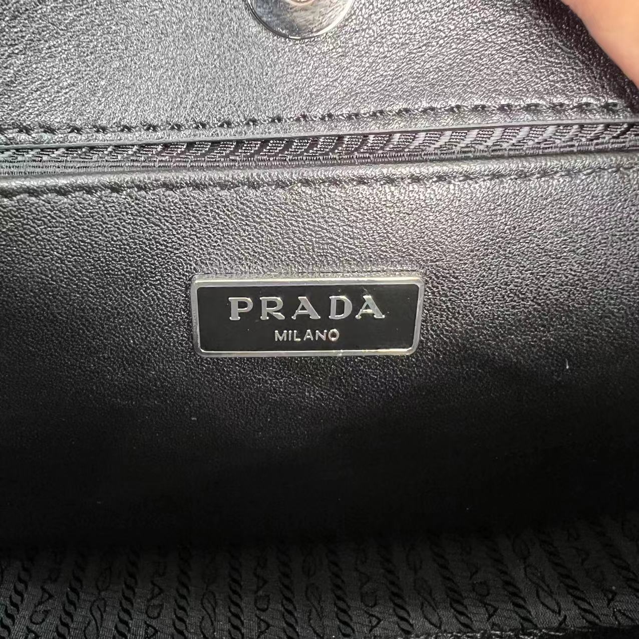 Replica Prada Cleo Brushed Leather Shoulder Bag With Flap 1Bc499 Black/Silver
