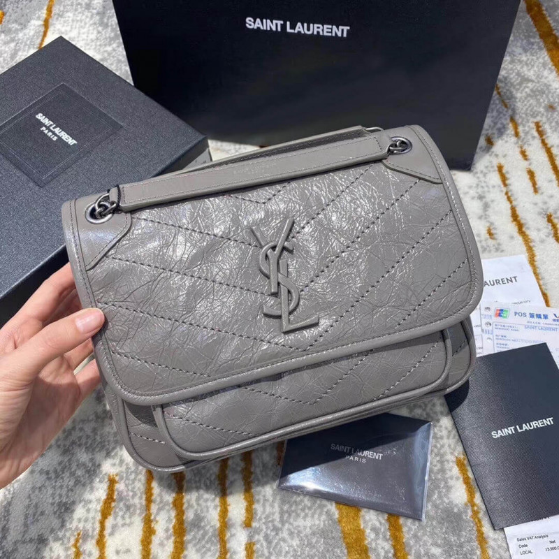 Replica Ysl Saint Laurent Niki Baby In Crinkled Vintage Leather 533037