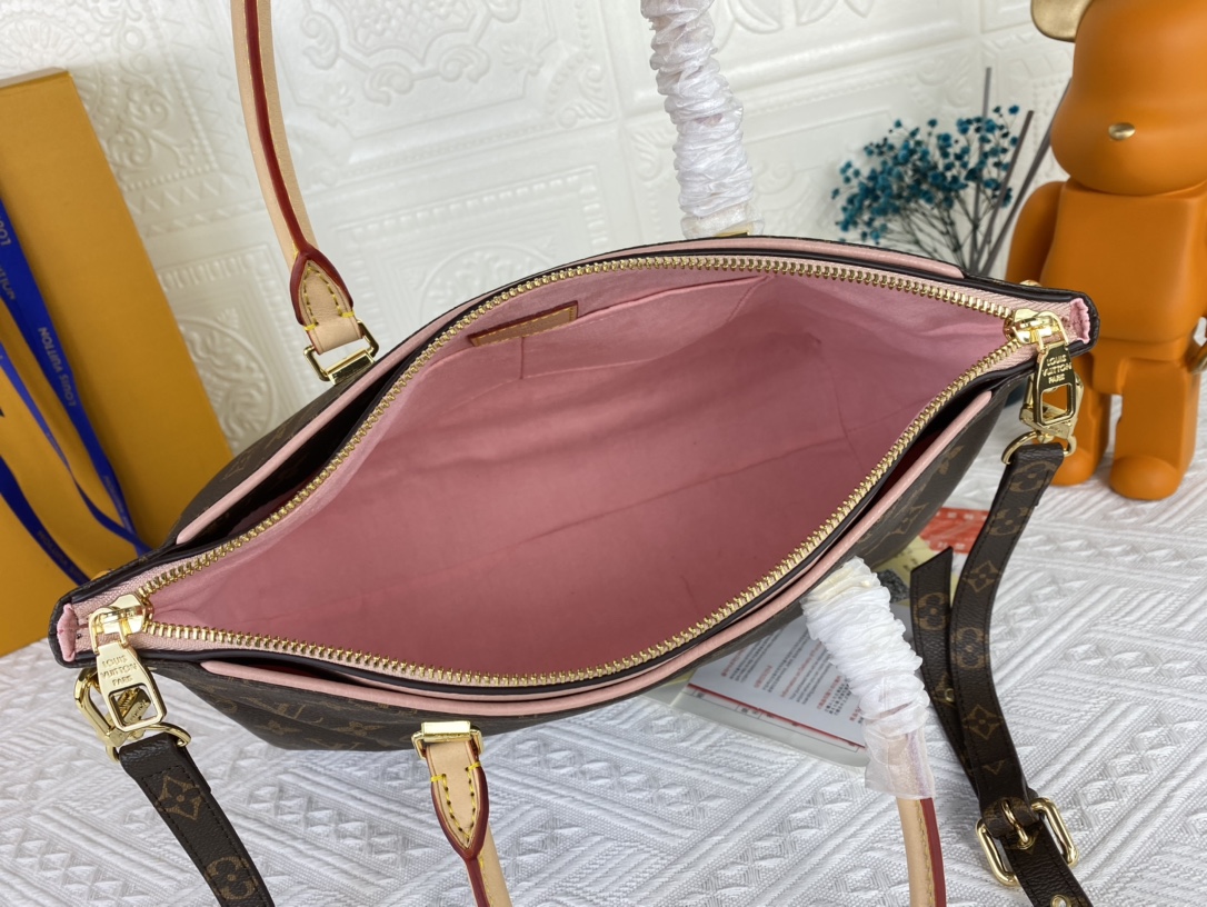 Replica Louis Vuitton Pallas Mm Monogram Black/Red/Pink