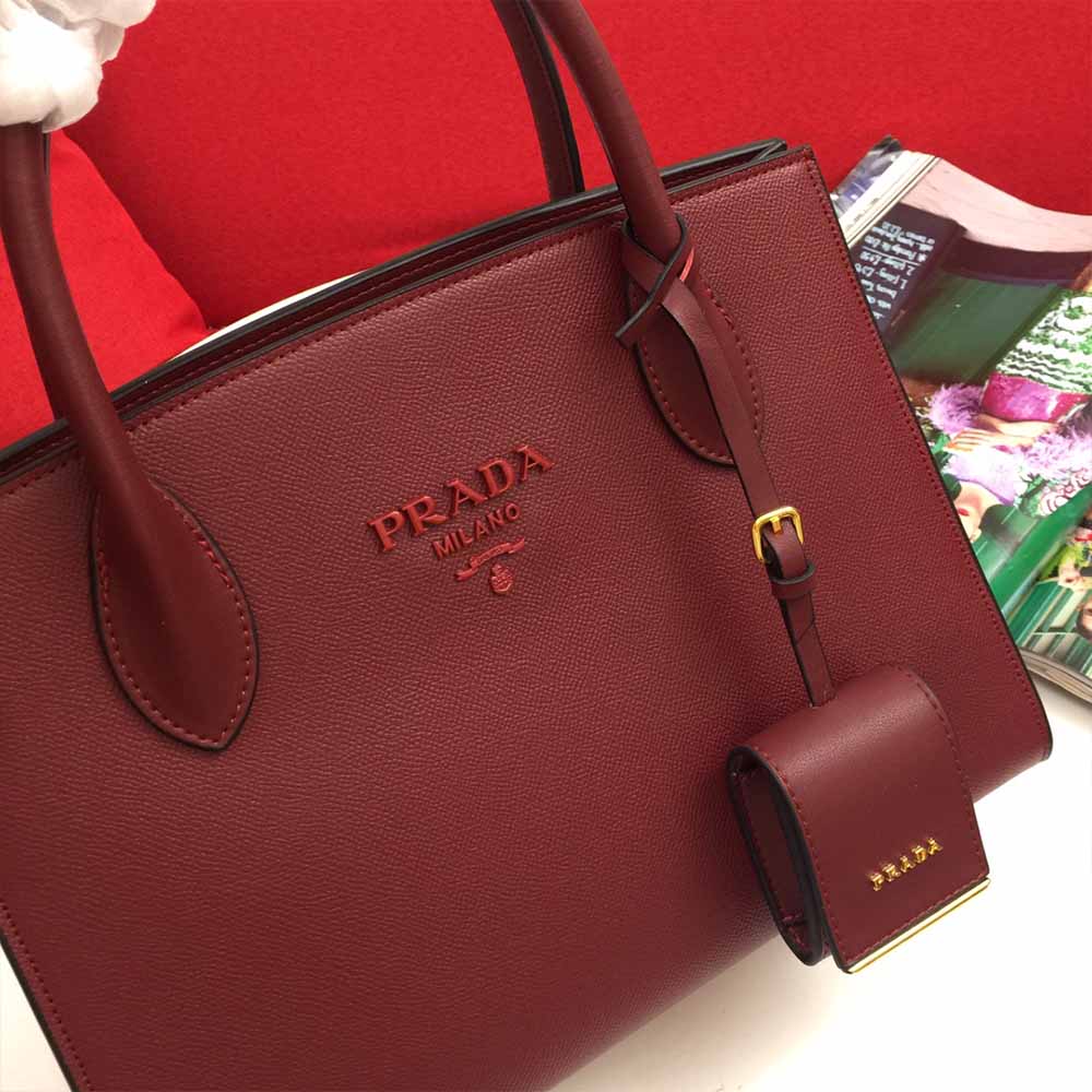 Replica Prada Medium Saffiano Leather Monochrome Bag 1Ba155(66158) Wine