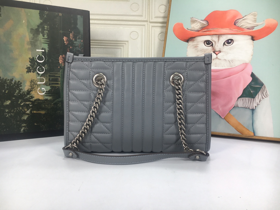 Replica Gucci Marmont Small Tote Bag- Brown/Gray/White