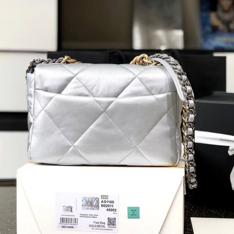 Replica Chanel 19 Flap Bag As1160 Silver