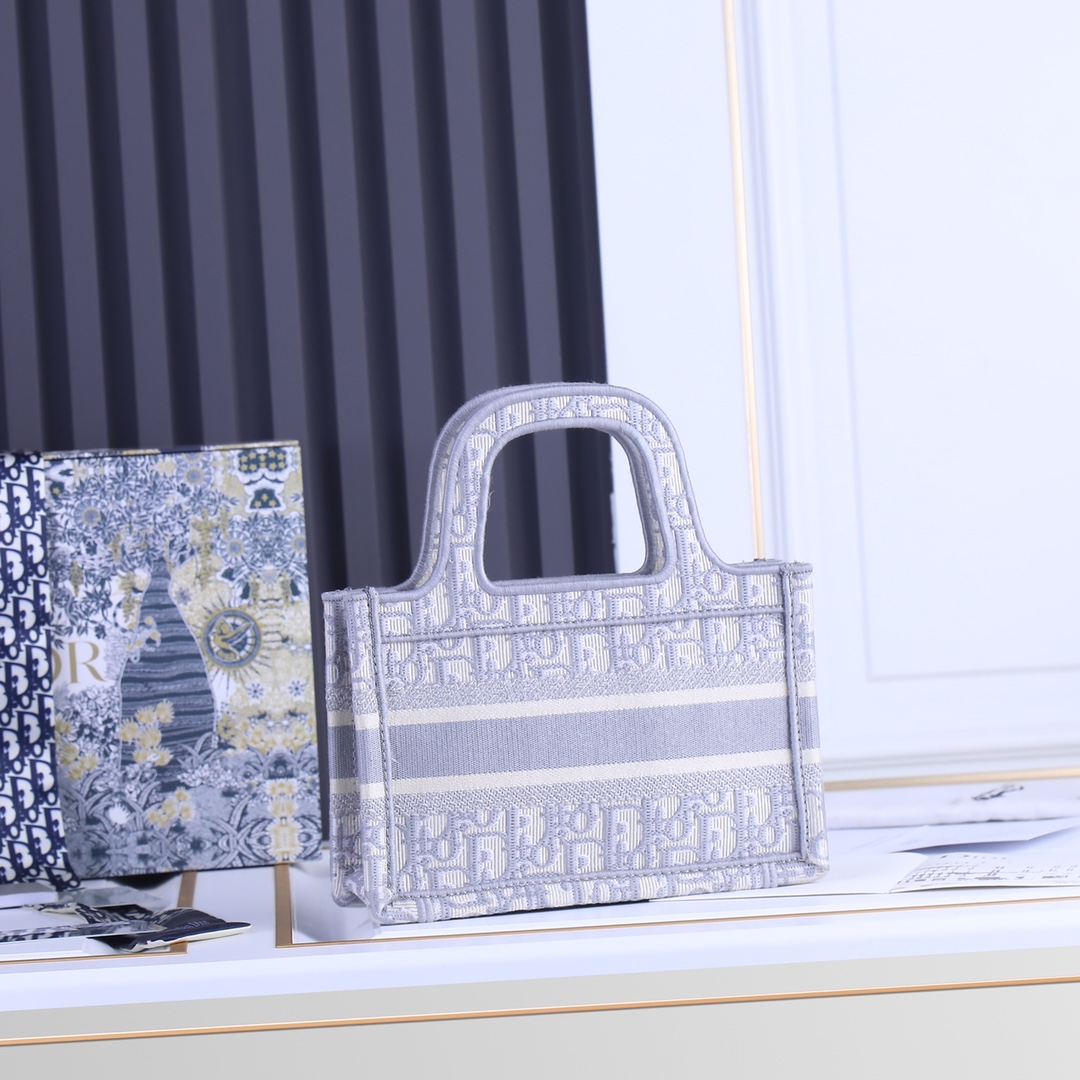 Replica Dior Oblique Embroidery Mini Book Tote